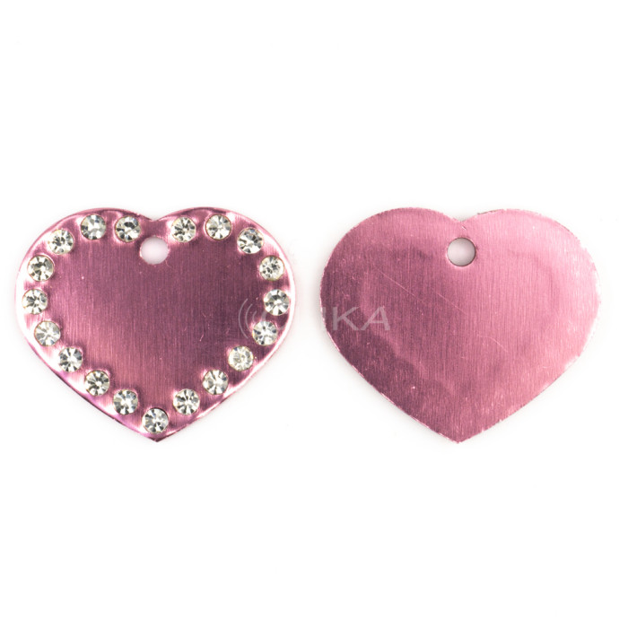 Placa ID animal de estimação – Formato Coração com Brilhantes (Várias cores)