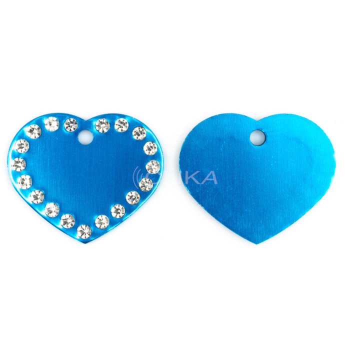 Placa ID animal de estimação – Formato Coração com Brilhantes (Várias cores)