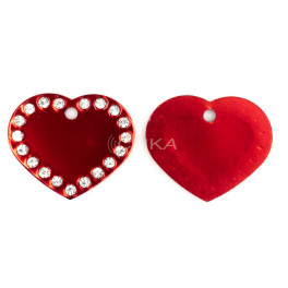 Placa ID animal de estimação – Formato Coração com Brilhantes (Várias cores)