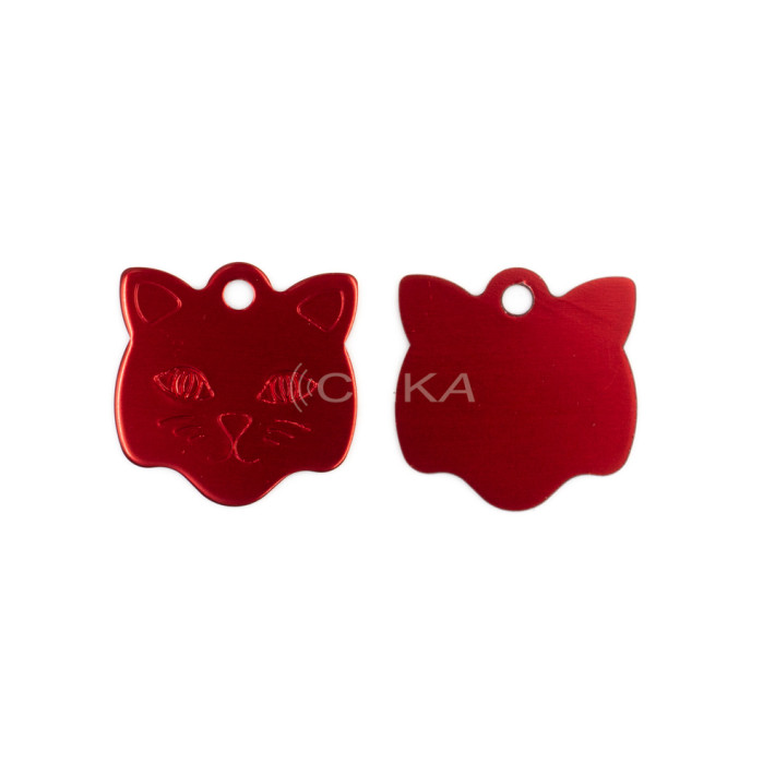 Placa ID animal de estimação – Formato Cara Gatinho (Várias cores)