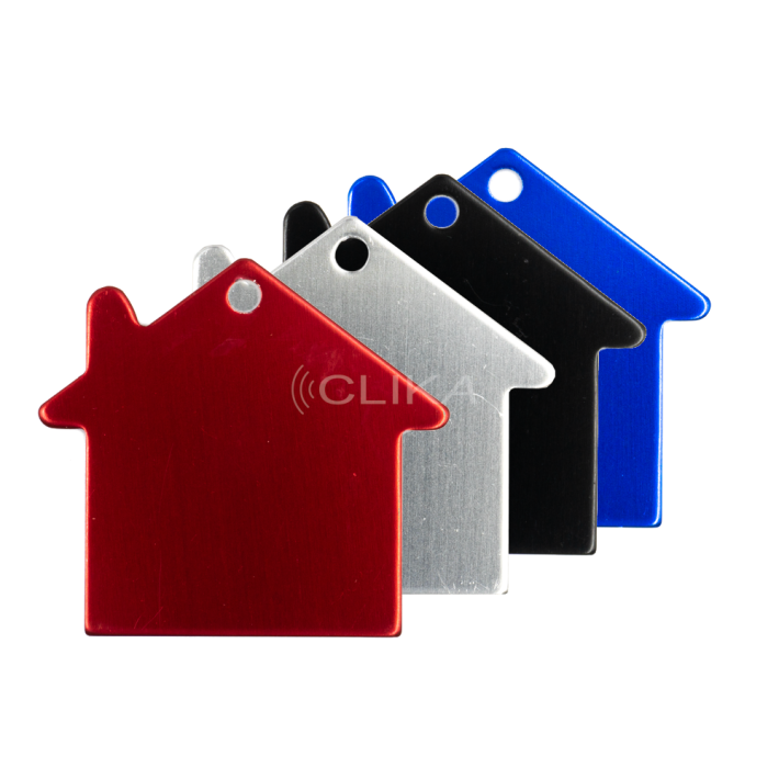 Placa ID animal de estimação – Formato Casa (Várias cores)