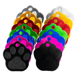 Placa ID animal de estimação – Formato Pata animal (Várias cores)