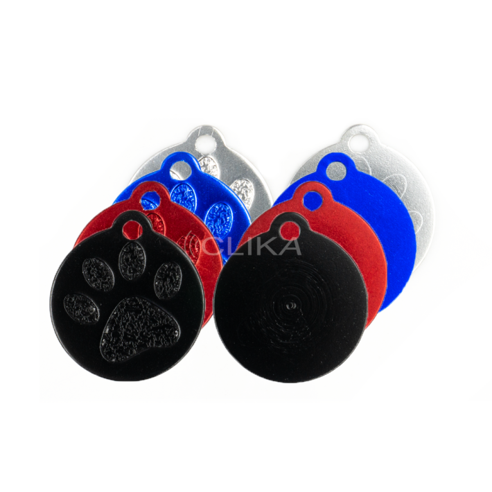 Placa ID animal de estimação – Formato Redondo com ABA 23mm – Osso (Várias cores)