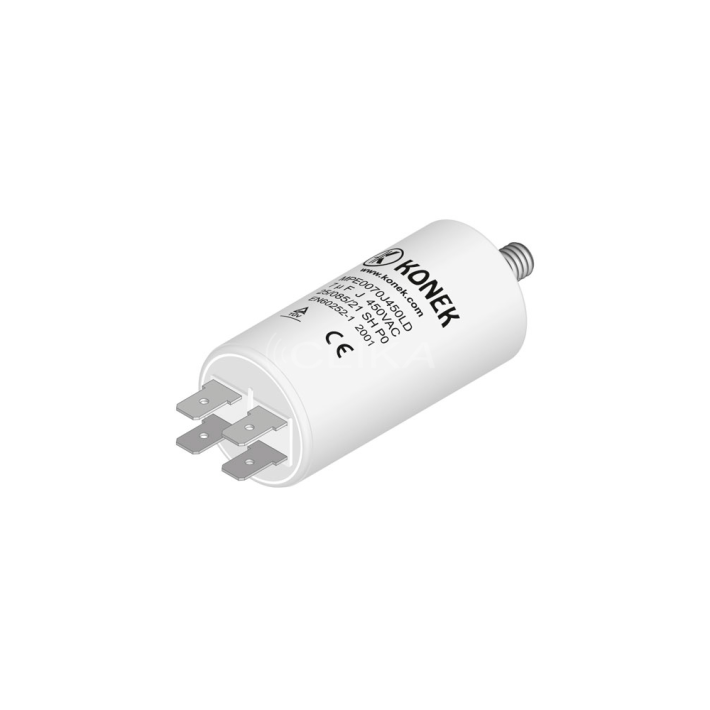 Condensador de Arranque Mka 7mf 5% 450v Ø3,4x7cm com Rosca M8 e Faston Duplo Konek
