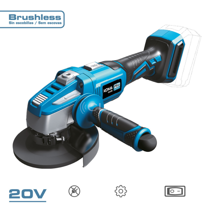 Rebarbadora sem escovas 20v (sem bateria e carregador) ø125mm 37,5x12cm