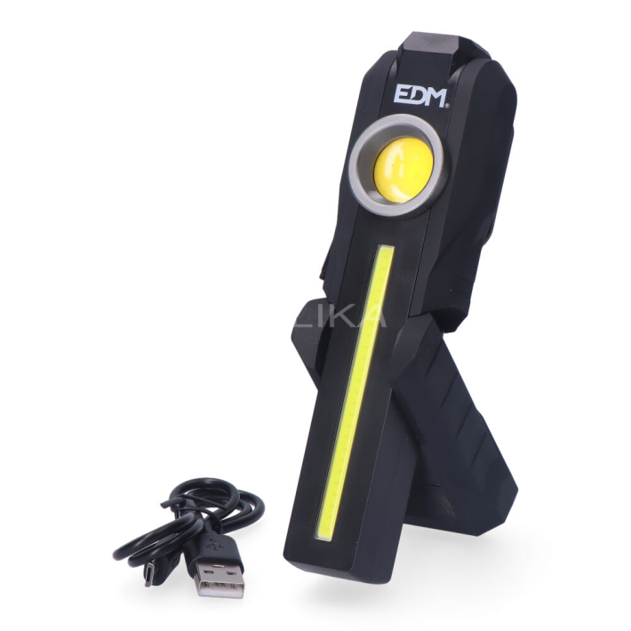 Lanterna LED cob redonda 200lm + cob frontal 200lm + spot superior 50lm