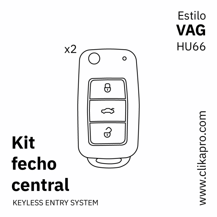 Kit Fecho central – Tipo VAG – 3 Botões – HU66