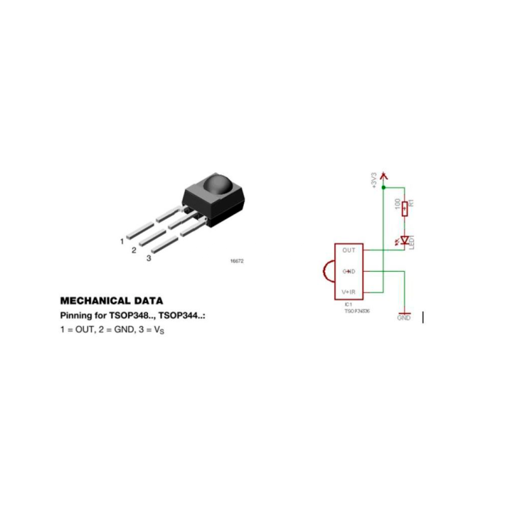 Recetor Infravermelhos Integrado 38khz 45º 2.5-5.5