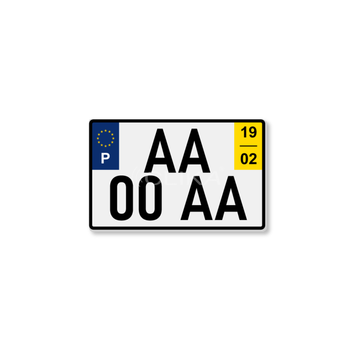 Matrícula Acrílica Branca para automóveis (340x220) – Com ano